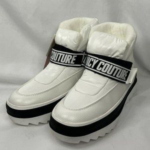 JUICY COUTURE WOMEN WHITE/BLACK VERONICA LOGO BOOTS SIZE 9 NWOB. Some Pink Marks